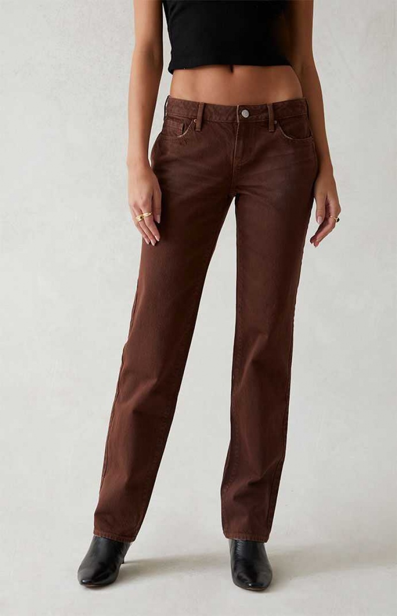 Pantalons PacSun Eco Brown Low Rise Droit Leg Femme Marron | 021759ZVA