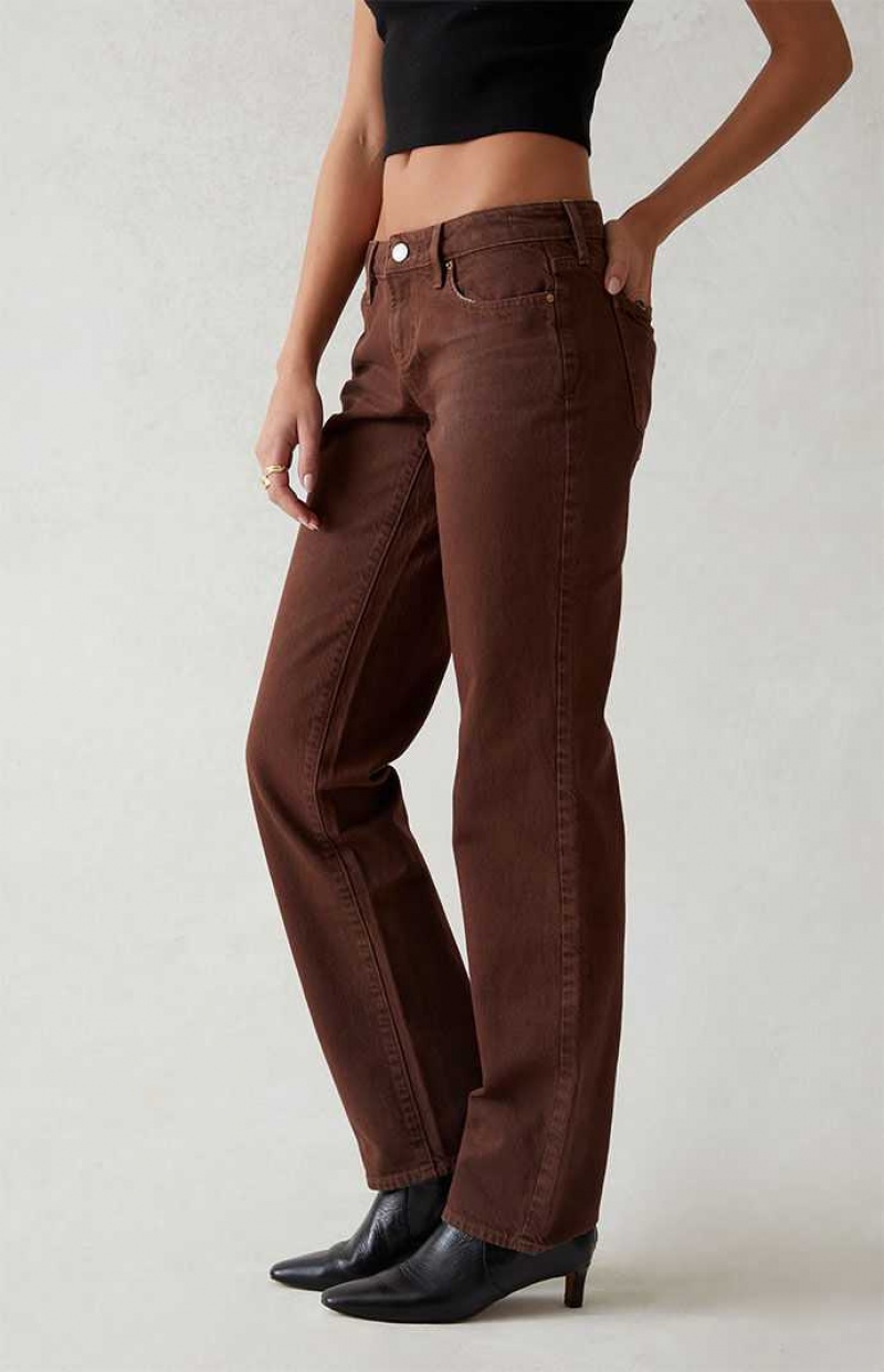 Pantalons PacSun Eco Brown Low Rise Droit Leg Femme Marron | 021759ZVA