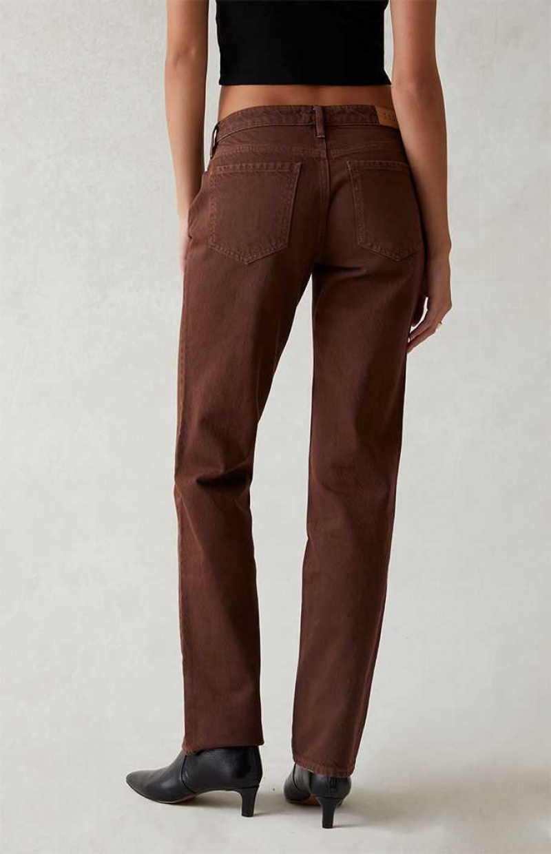 Pantalons PacSun Eco Brown Low Rise Droit Leg Femme Marron | 021759ZVA