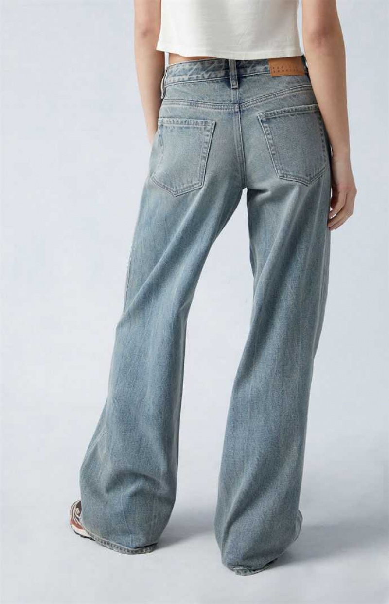 Pantalons PacSun Eco Dark Indigo Low Rise gy Femme Indigo | 563201QSF