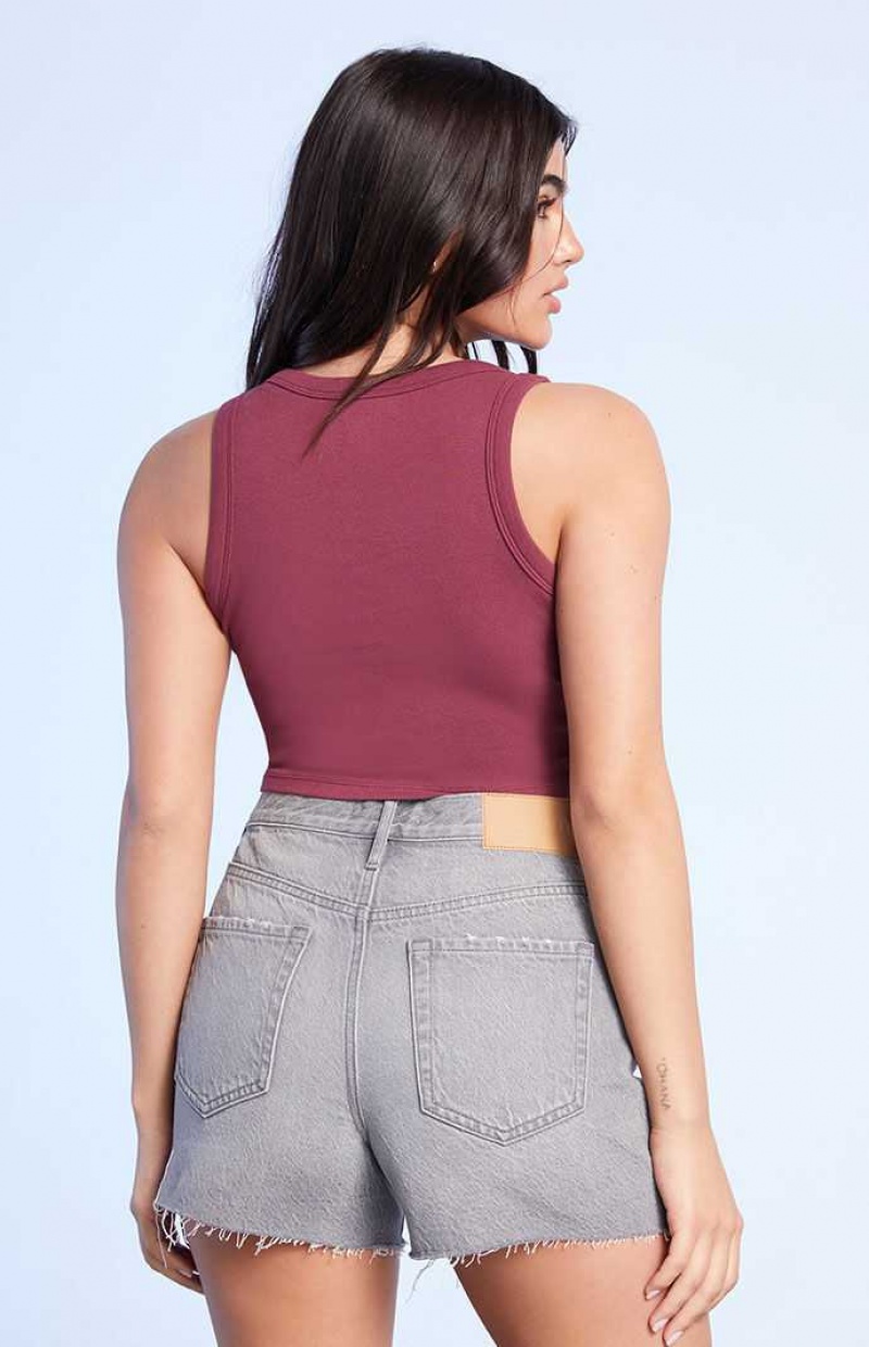 Pantalons PacSun Eco Gray Asymmetrical Waistband Vintage Cut Off Denim Femme Grise | 180295GPF