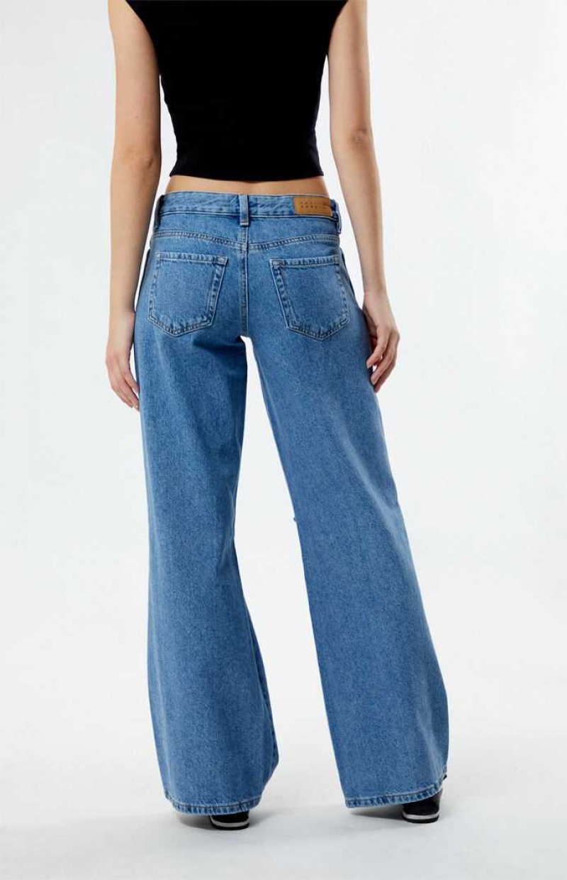 Pantalons PacSun Eco Indigo Ripped Low Rise gy Femme Indigo | 548239GJX