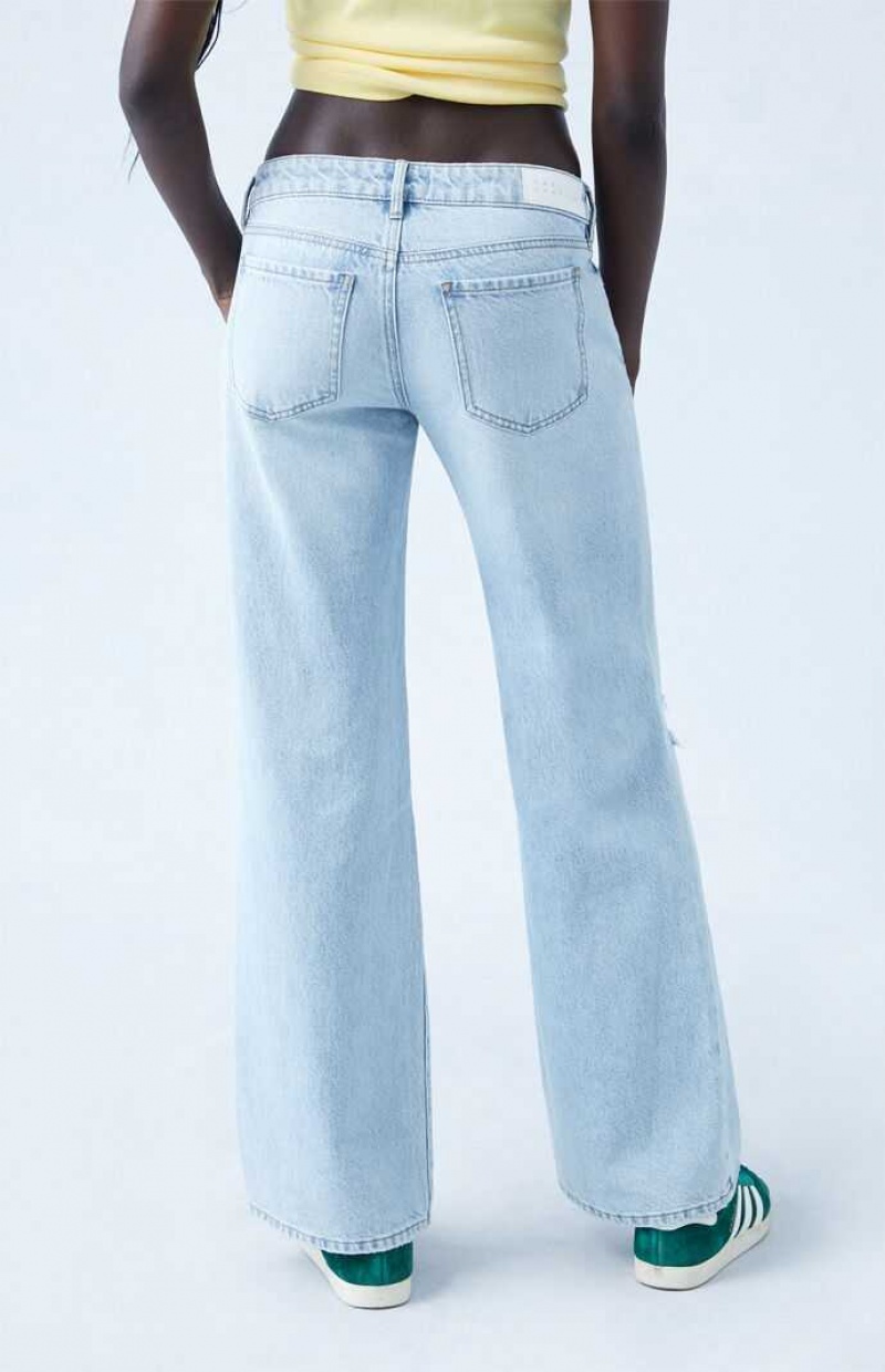 Pantalons PacSun Eco Indigo Ripped Low Rise Larges Leg Femme Indigo | 368597LUX