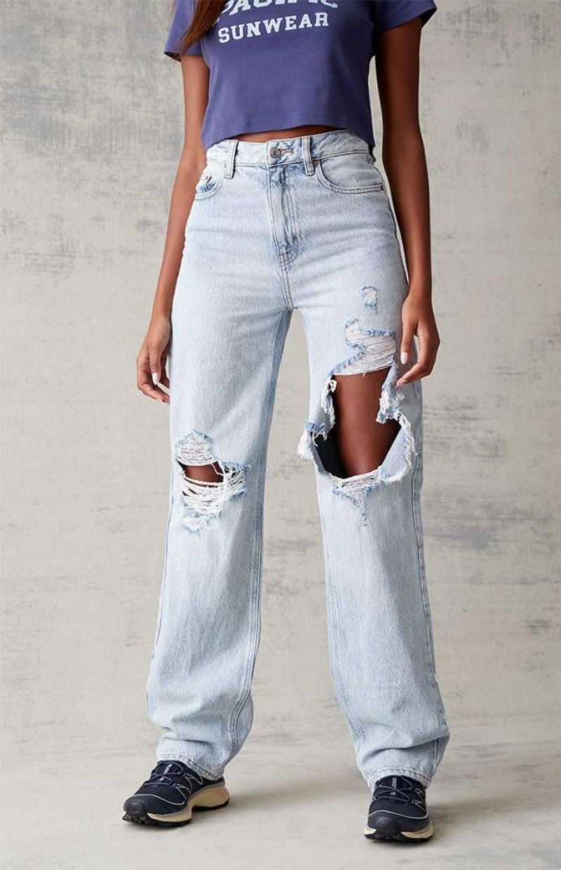 Pantalons PacSun Eco Light Blue '90s Boyfriend Femme Indigo | 942710DUY