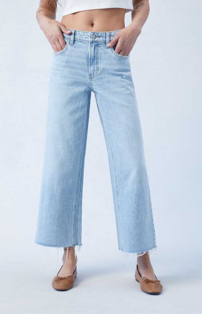 Pantalons PacSun Eco Light Blue Cropped Larges Leg Femme Indigo | 987135YCM