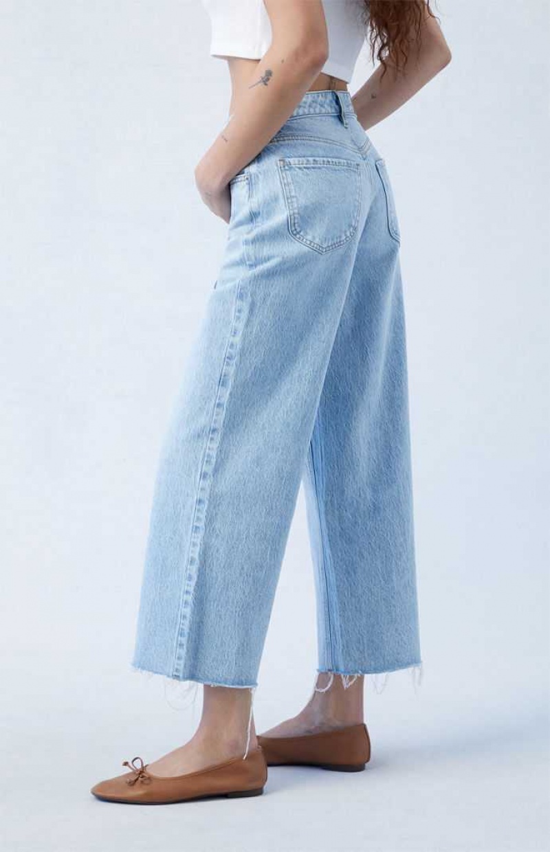 Pantalons PacSun Eco Light Blue Cropped Larges Leg Femme Indigo | 987135YCM