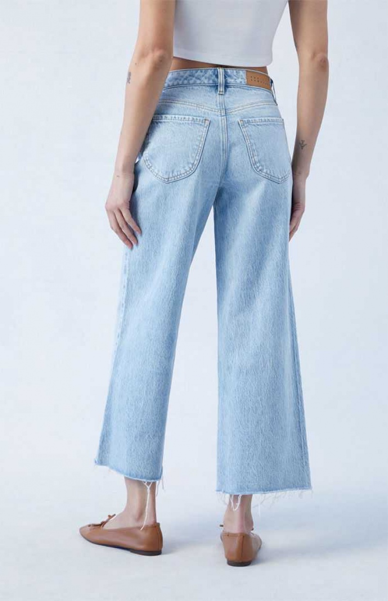 Pantalons PacSun Eco Light Blue Cropped Larges Leg Femme Indigo | 987135YCM