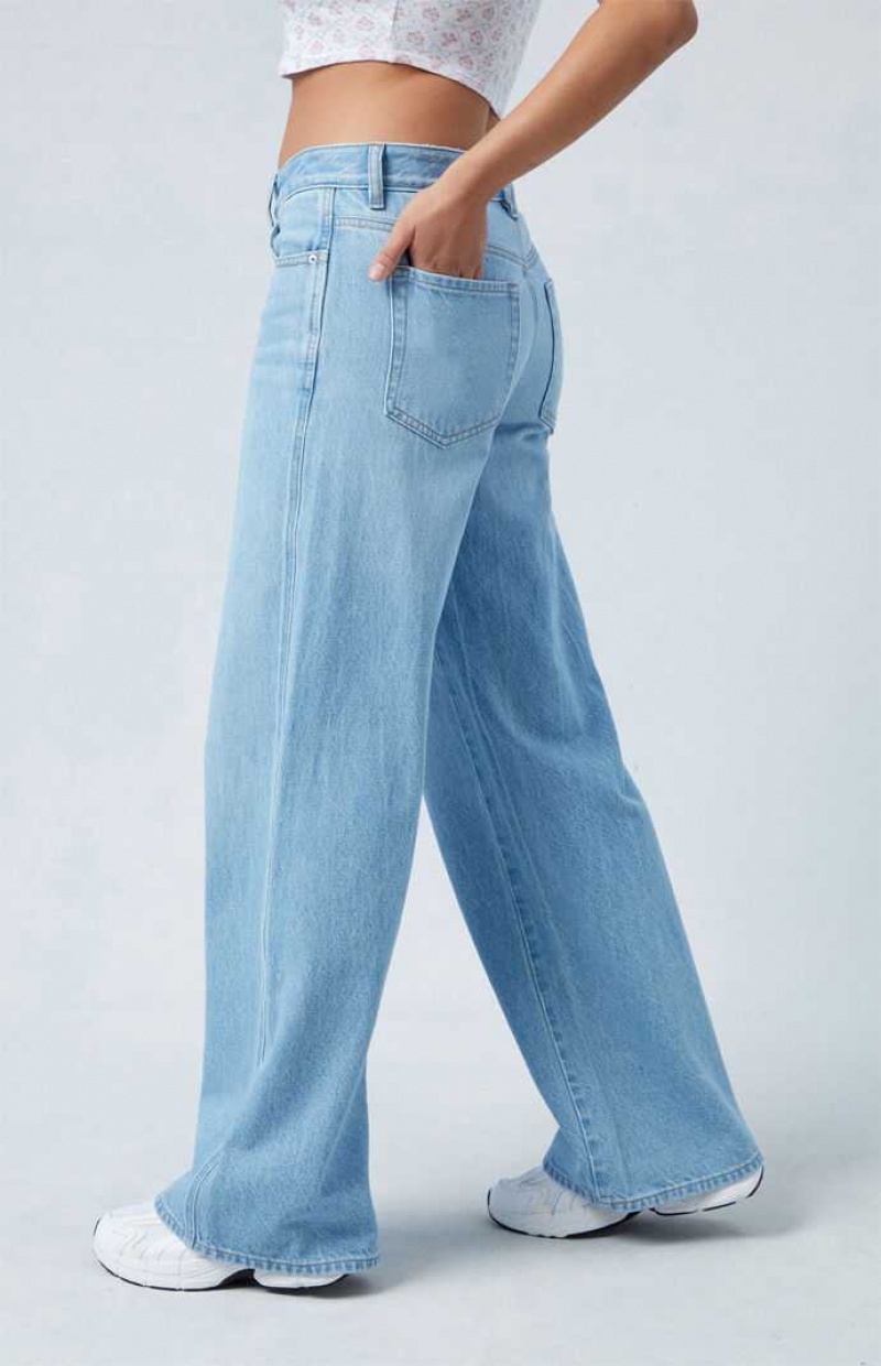 Pantalons PacSun Eco Light Blue Low Rise gy Femme Indigo | 247569SGP