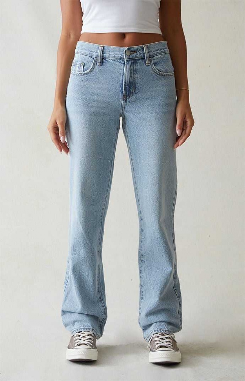 Pantalons PacSun Eco Light Blue Low Rise Boyfriend Femme Indigo | 054781NWR