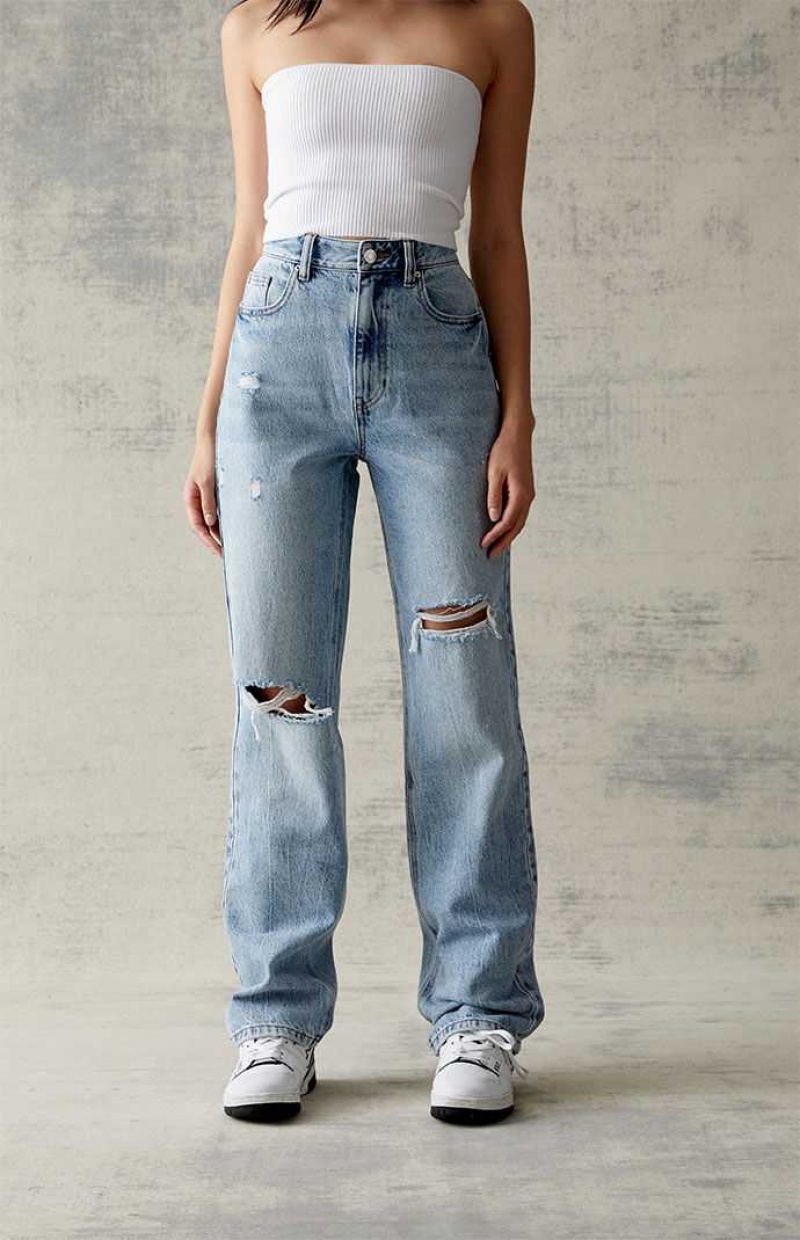 Pantalons PacSun Eco Light Blue Ripped '90s Boyfriend Femme Indigo | 903874GOM