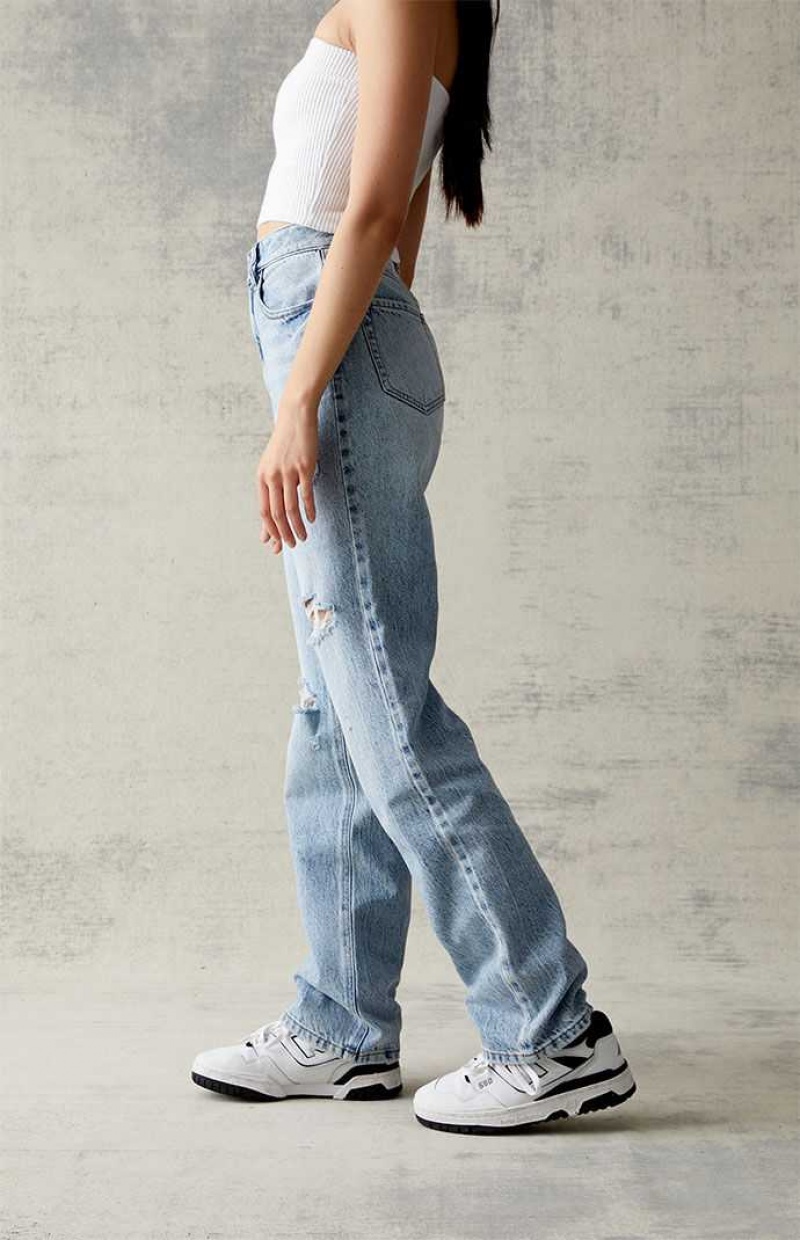 Pantalons PacSun Eco Light Blue Ripped '90s Boyfriend Femme Indigo | 903874GOM