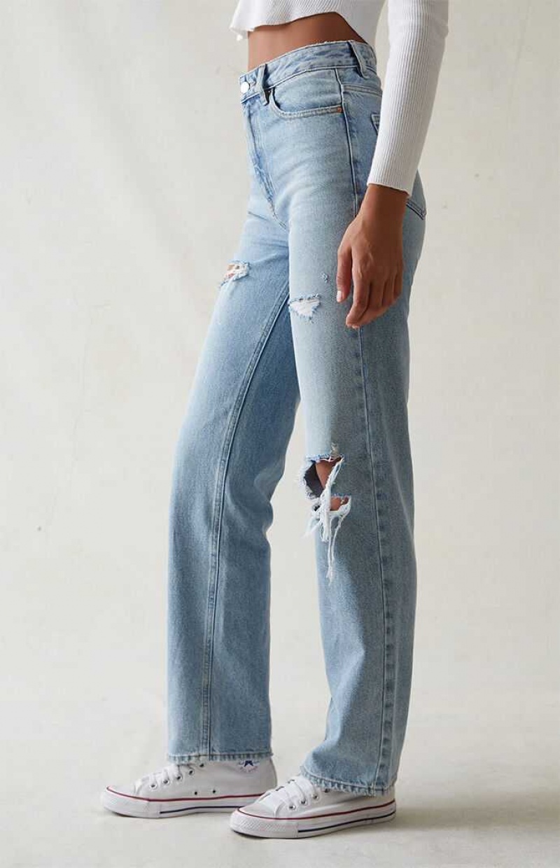 Pantalons PacSun Eco Light Blue Ripped '90s Boyfriend Femme Indigo | 543067ZDQ