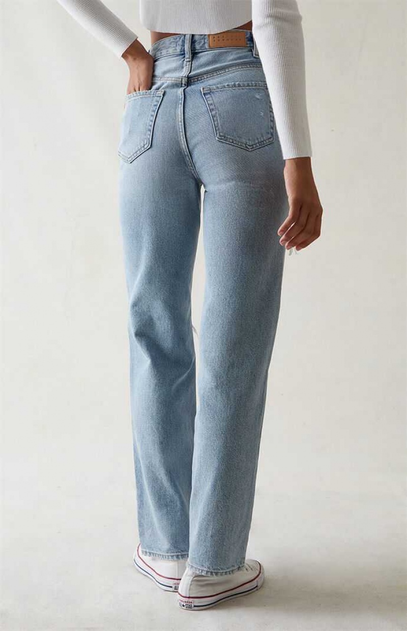 Pantalons PacSun Eco Light Blue Ripped '90s Boyfriend Femme Indigo | 543067ZDQ