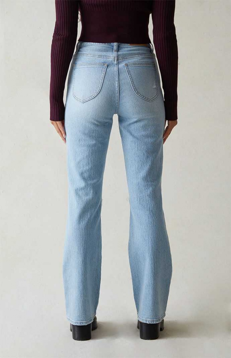 Pantalons PacSun Eco Light Blue Ripped Curve High Waisted Bootcut Femme Indigo | 706523LYS