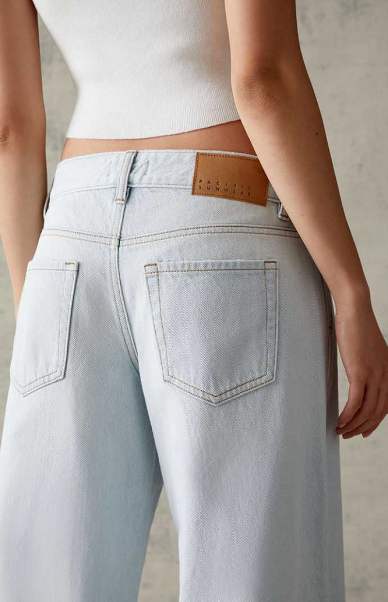 Pantalons PacSun Eco Light Blue Ripped Low Rise gy Femme Indigo Clair | 879410UKE