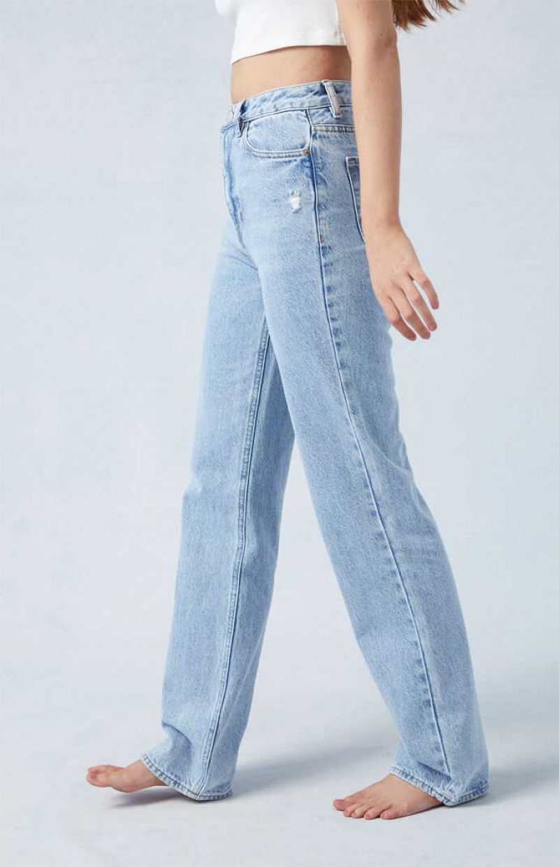 Pantalons PacSun Eco Light Indigo '90s Boyfriend Femme Indigo | 025681ETB