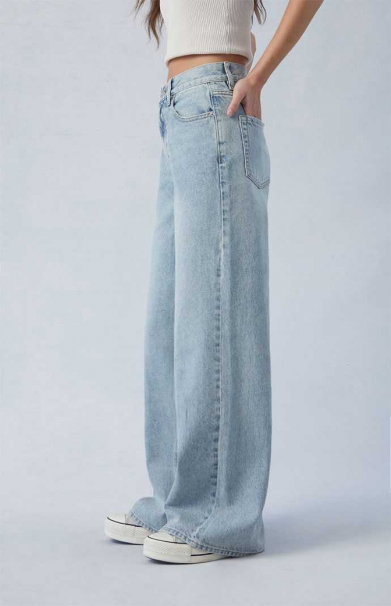 Pantalons PacSun Eco Light Indigo Back Tab Larges Leg Femme Indigo | 094387EZV