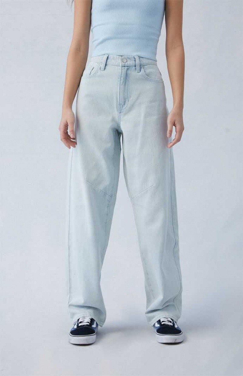 Pantalons PacSun Eco Light Indigo Barrel Femme Indigo | 398720VLK