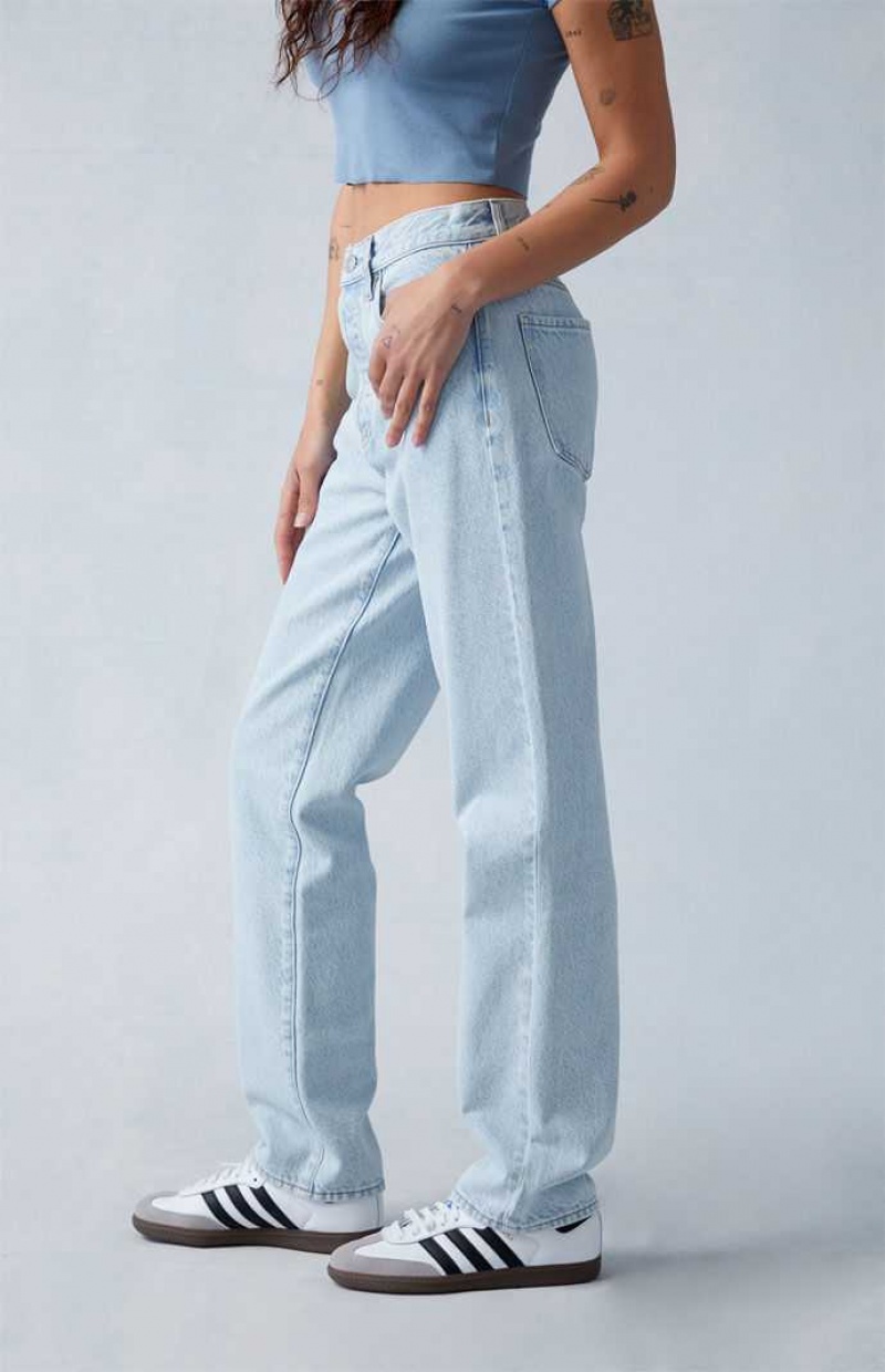 Pantalons PacSun Eco Light Indigo Butt Slit Dad Femme Indigo | 309658XBN