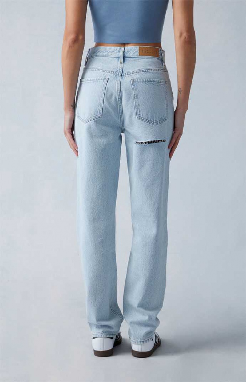 Pantalons PacSun Eco Light Indigo Butt Slit Dad Femme Indigo | 309658XBN