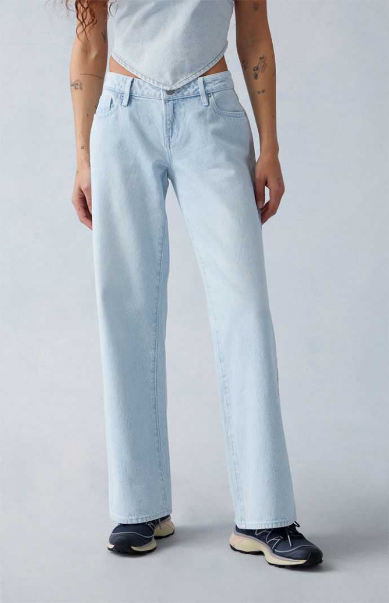 Pantalons PacSun Eco Light Indigo Carpenter Low Rise Larges Leg Femme Indigo | 604851KJV