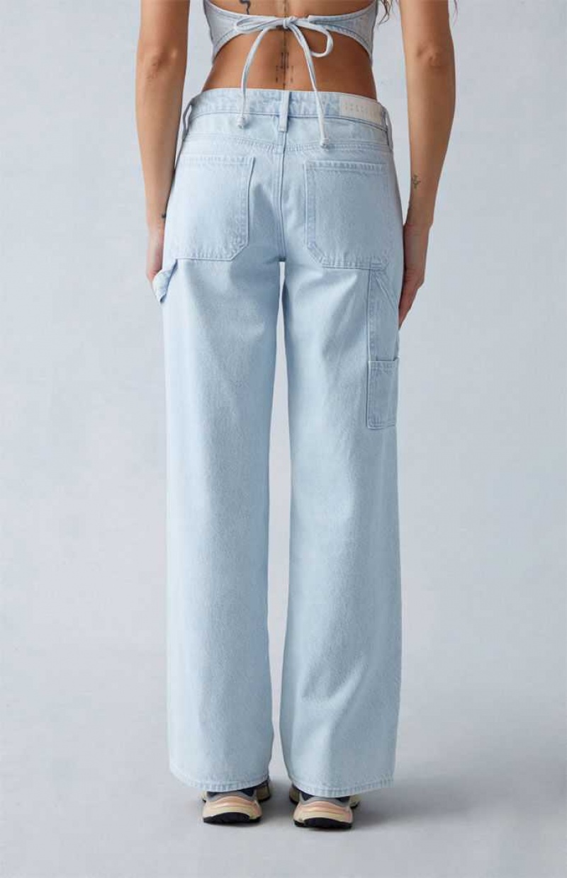 Pantalons PacSun Eco Light Indigo Carpenter Low Rise Larges Leg Femme Indigo | 604851KJV