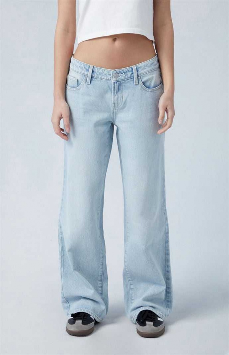 Pantalons PacSun Eco Light Indigo Low Rise Larges Leg Femme Indigo | 205138RGZ