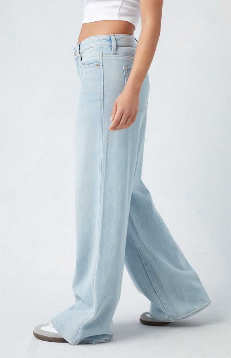 Pantalons PacSun Eco Light Indigo Low Rise gy Femme Indigo | 690417QEJ