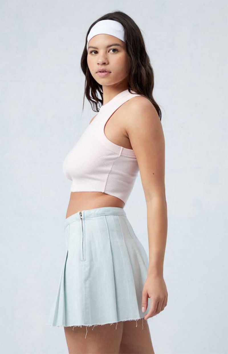 Pantalons PacSun Eco Light Indigo Mid Rise Plissé Denim Mini Skirt Femme Indigo | 752693TVY