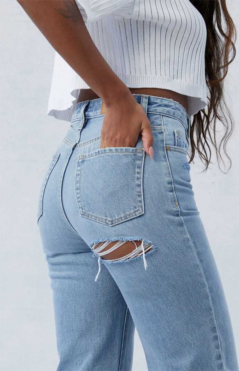 Pantalons PacSun Eco Light Indigo Ripped '90s Boyfriend Femme Indigo | 901728JXS