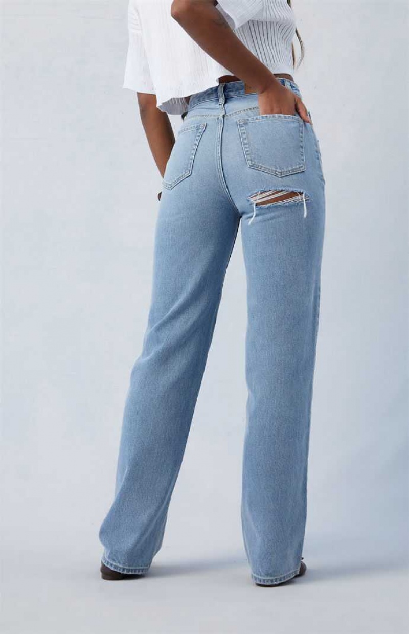 Pantalons PacSun Eco Light Indigo Ripped '90s Boyfriend Femme Indigo | 901728JXS