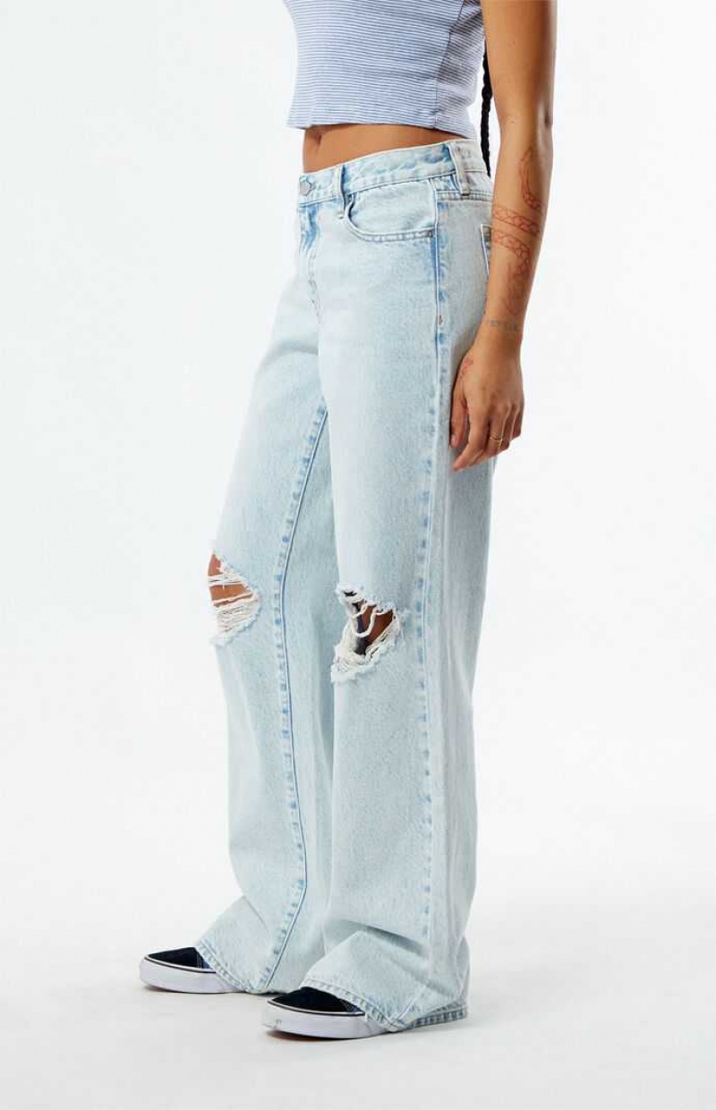 Pantalons PacSun Eco Light Indigo Ripped Parker Extreme gy Femme Indigo | 624810WML