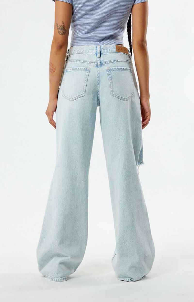 Pantalons PacSun Eco Light Indigo Ripped Parker Extreme gy Femme Indigo | 624810WML