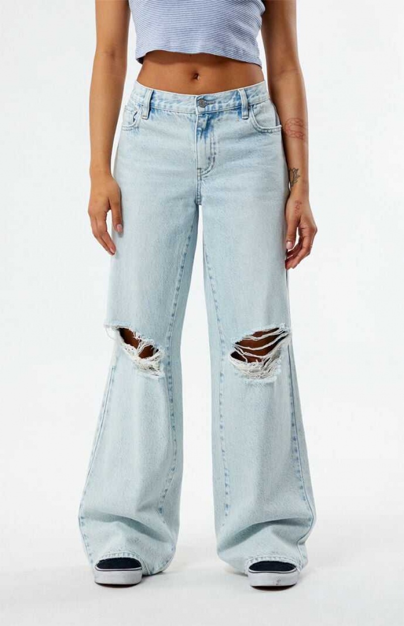 Pantalons PacSun Eco Light Indigo Ripped Parker Extreme gy Femme Indigo | 624810WML