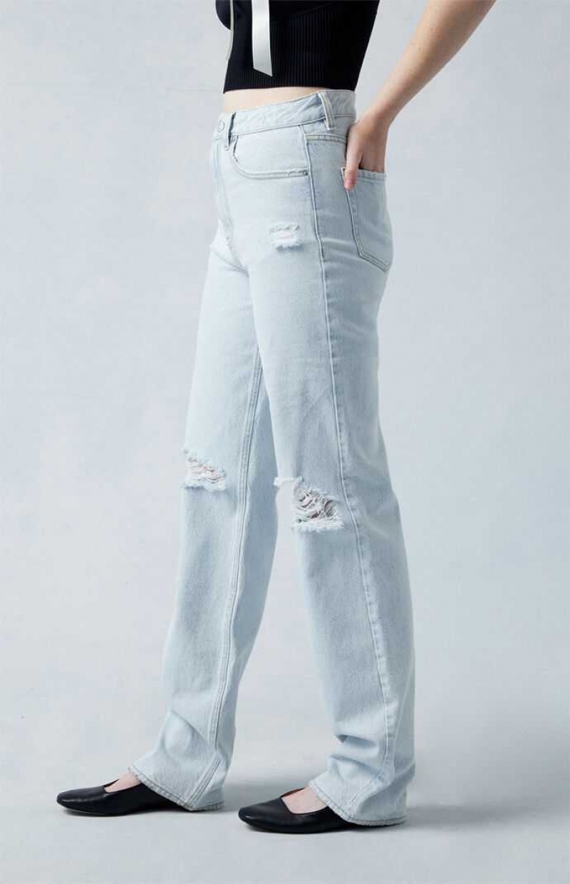 Pantalons PacSun Eco Light Indigo Ripped '90s Boyfriend Femme Indigo | 869407JLK