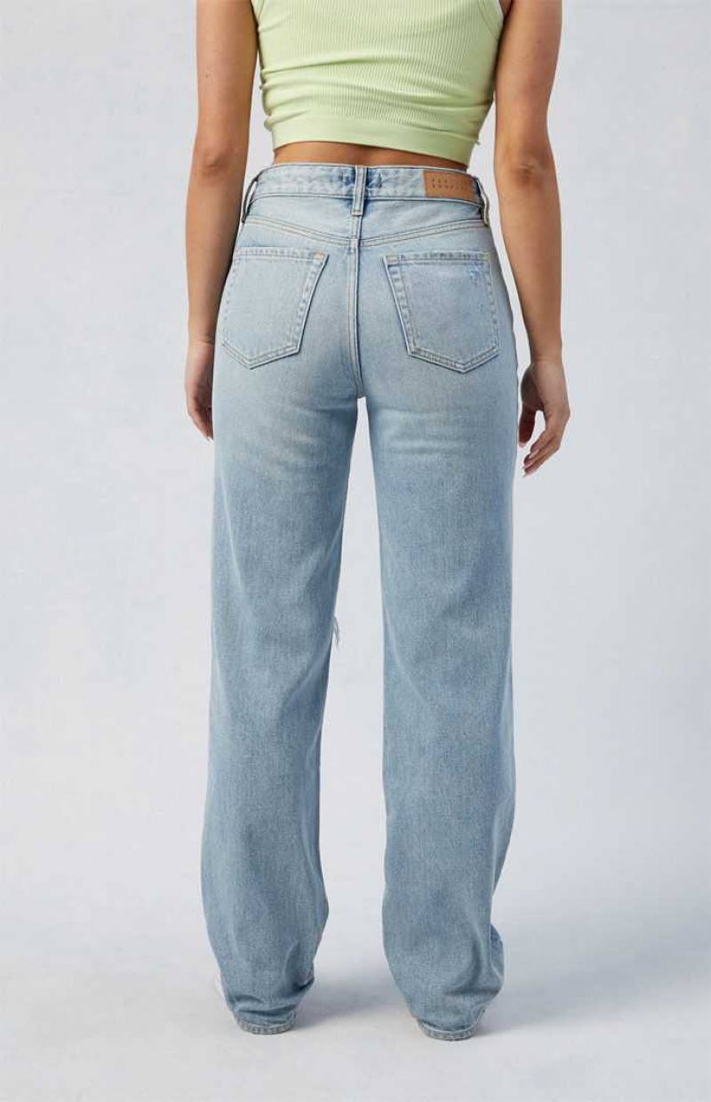 Pantalons PacSun Eco Light Indigo Ripped Millie Mid Rise '90s Boyfriend Femme Indigo | 924085PNX