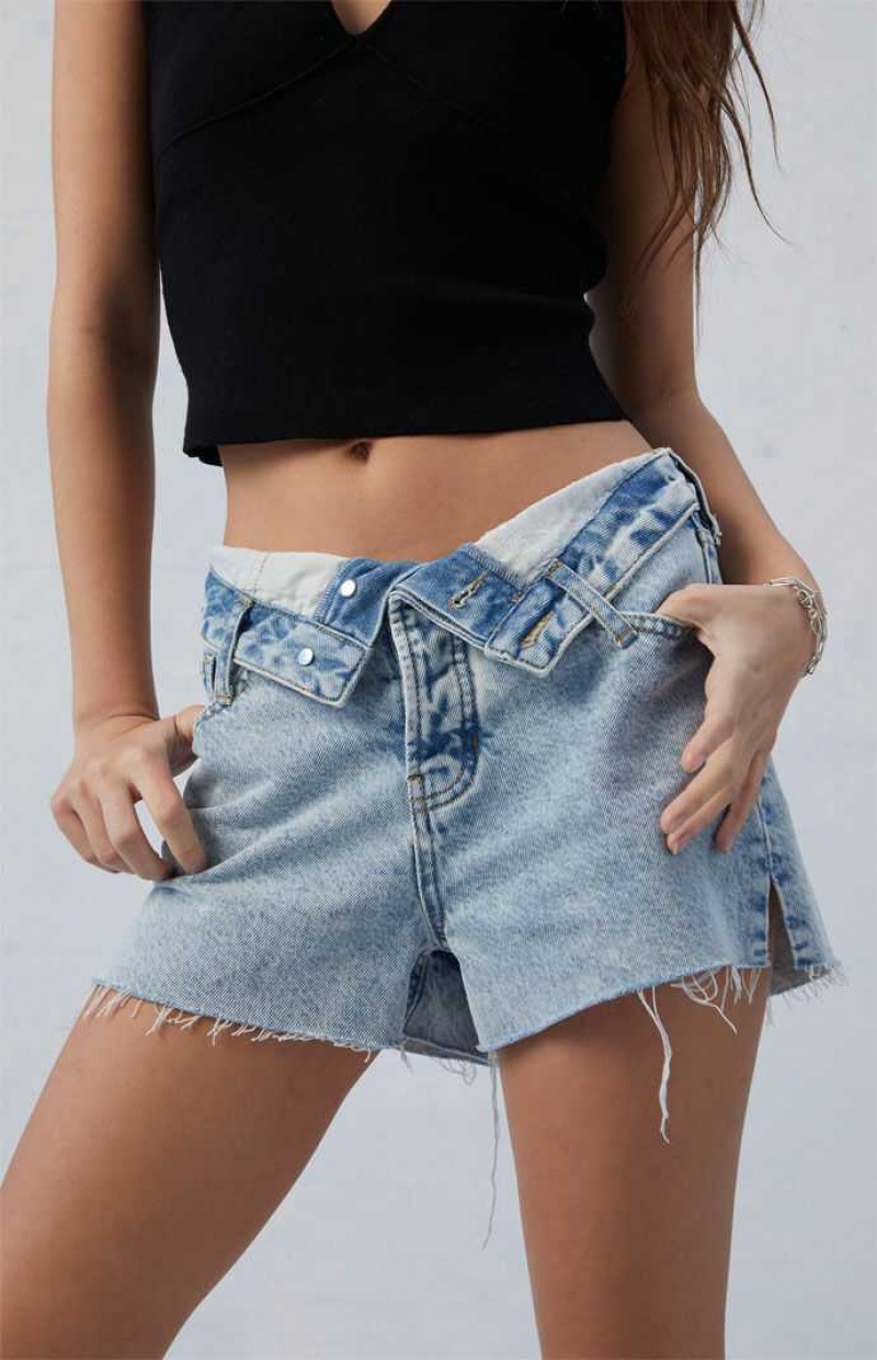 Pantalons PacSun Eco Light Indigo Ripped High Waisted Denim Festival Femme Indigo | 604182UJN