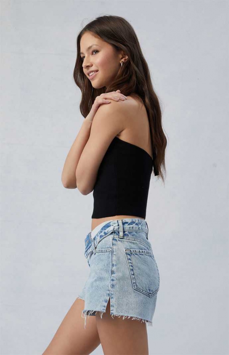 Pantalons PacSun Eco Light Indigo Ripped High Waisted Denim Festival Femme Indigo | 604182UJN