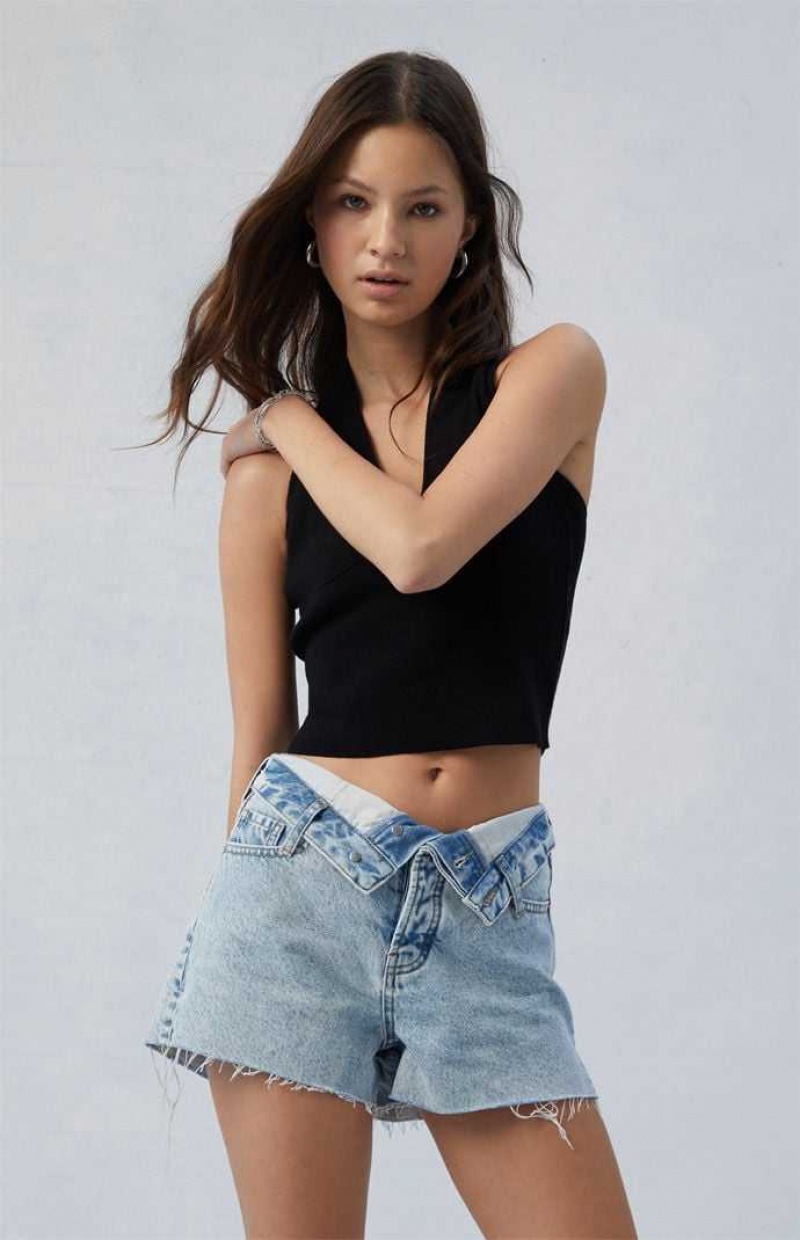 Pantalons PacSun Eco Light Indigo Ripped High Waisted Denim Festival Femme Indigo | 604182UJN