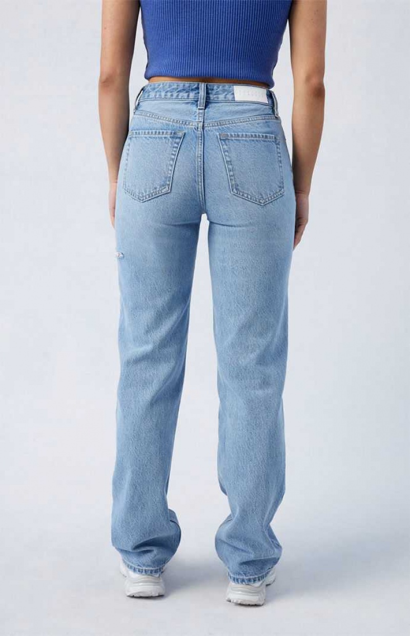 Pantalons PacSun Eco Light Indigo Ripped Millie Mid Rise '90s Boyfriend Femme Indigo | 795102VFX