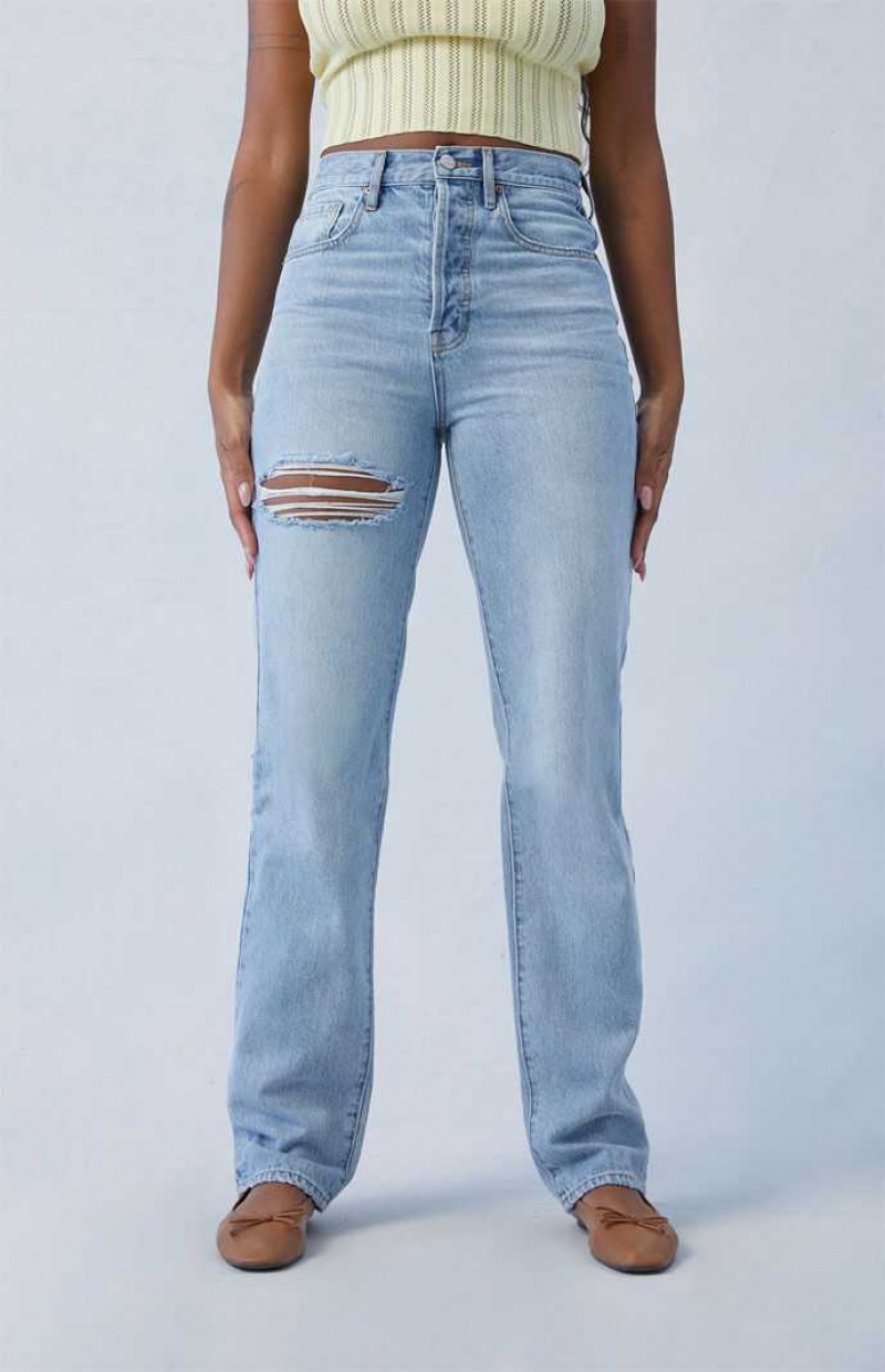 Pantalons PacSun Eco Light Indigo Ripped Dad Femme Indigo | 192083IMX