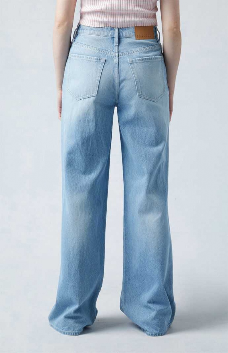 Pantalons PacSun Eco Light Indigo Ripped Mid Rise gy Femme Indigo | 418602BYT