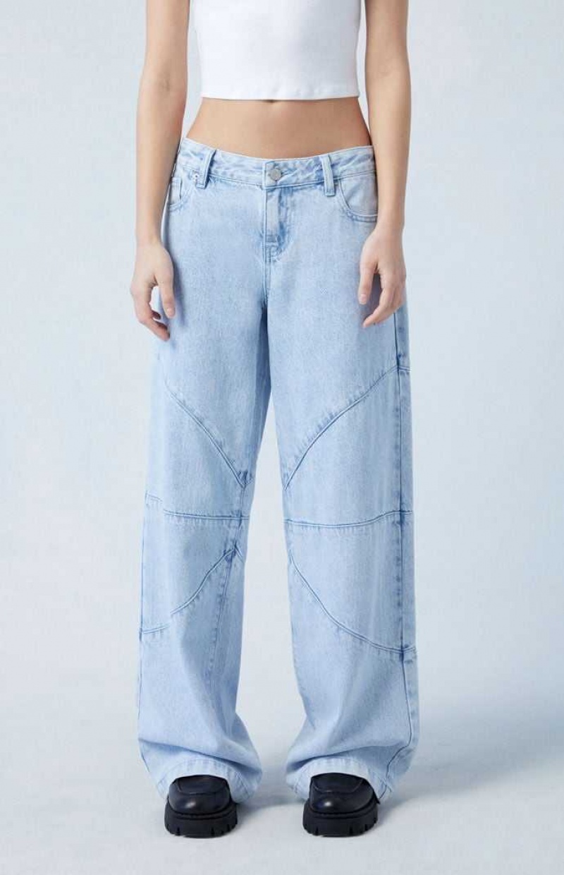 Pantalons PacSun Eco Light Indigo Seamed Low Rise gy Femme Indigo | 182049WJY