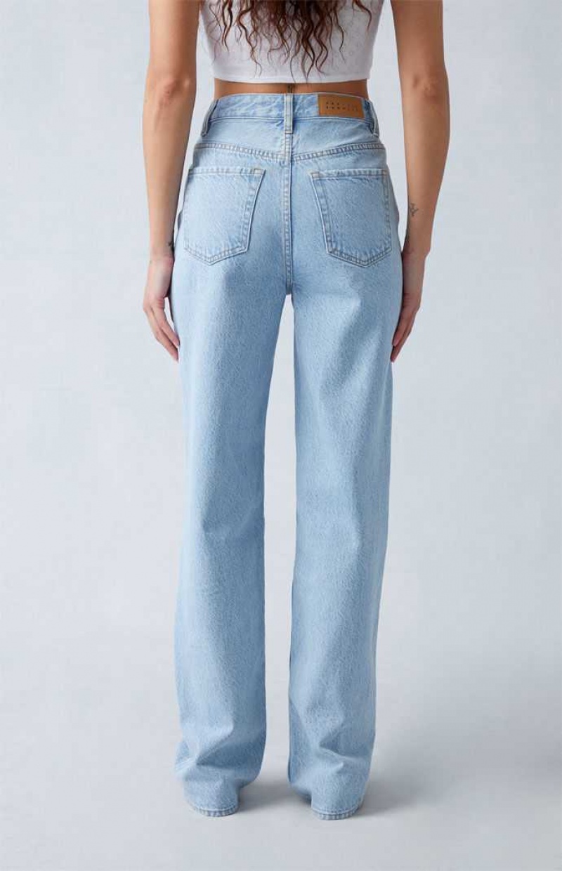 Pantalons PacSun Eco Light Indigo V-Dip '90s Boyfriend Femme Indigo | 490187ICJ