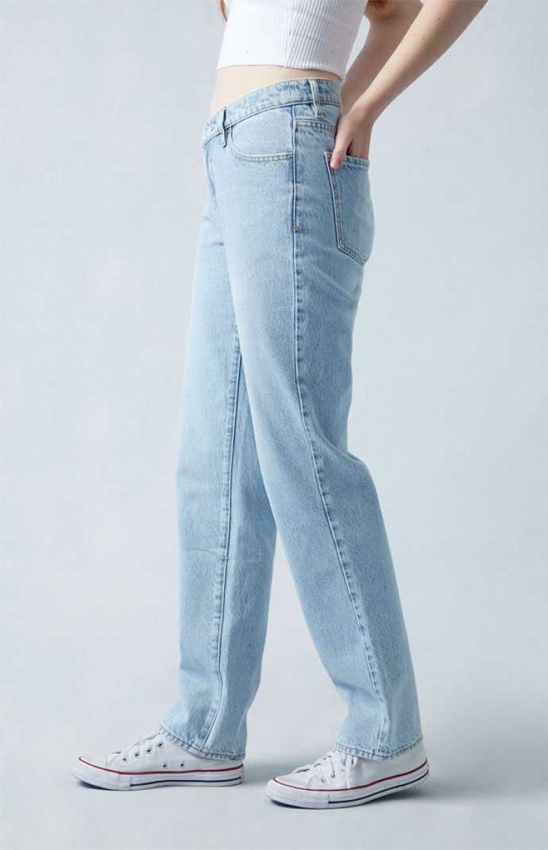 Pantalons PacSun Eco Light Indigo V-Dip Dad Femme Indigo | 253089XOB