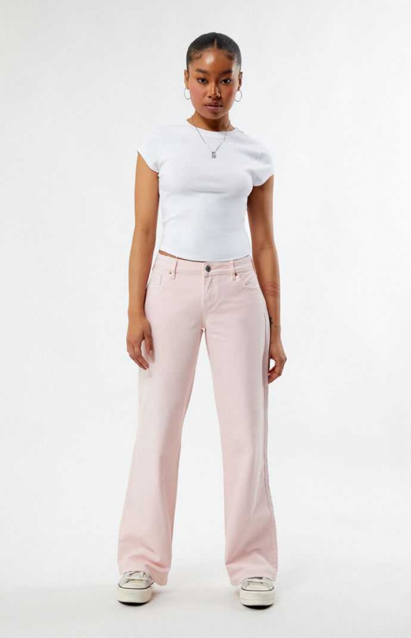 Pantalons PacSun Eco Light Pink Low Rise Larges Leg Femme Rose Clair | 734501RIC