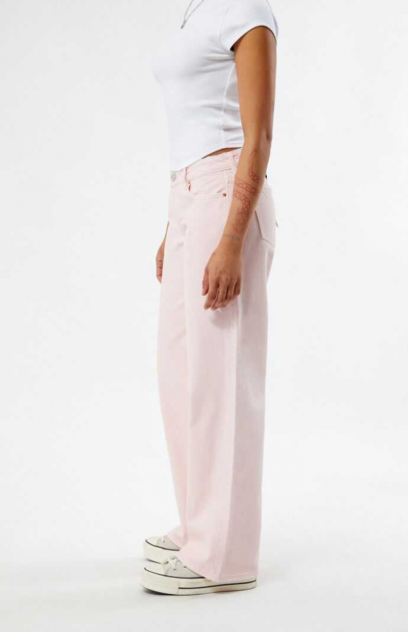 Pantalons PacSun Eco Light Pink Low Rise Larges Leg Femme Rose Clair | 734501RIC