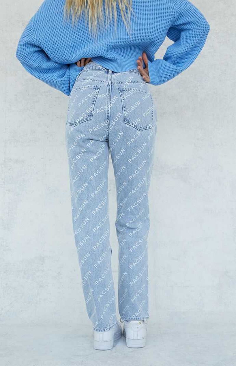 Pantalons PacSun Eco Logo Dad Femme Indigo | 369170ZHM