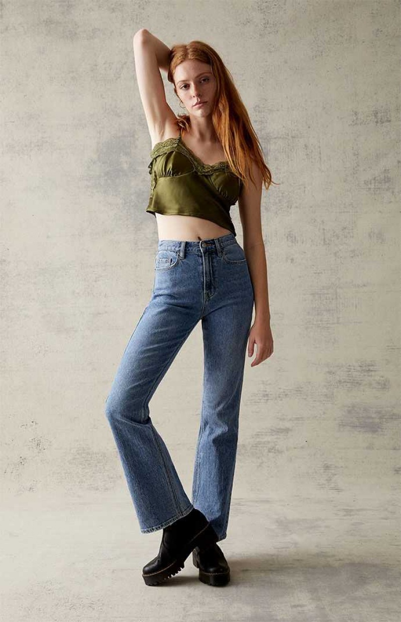 Pantalons PacSun Eco Medium Blue Stretch High Waisted Bootcut Femme Indigo | 867053FLR