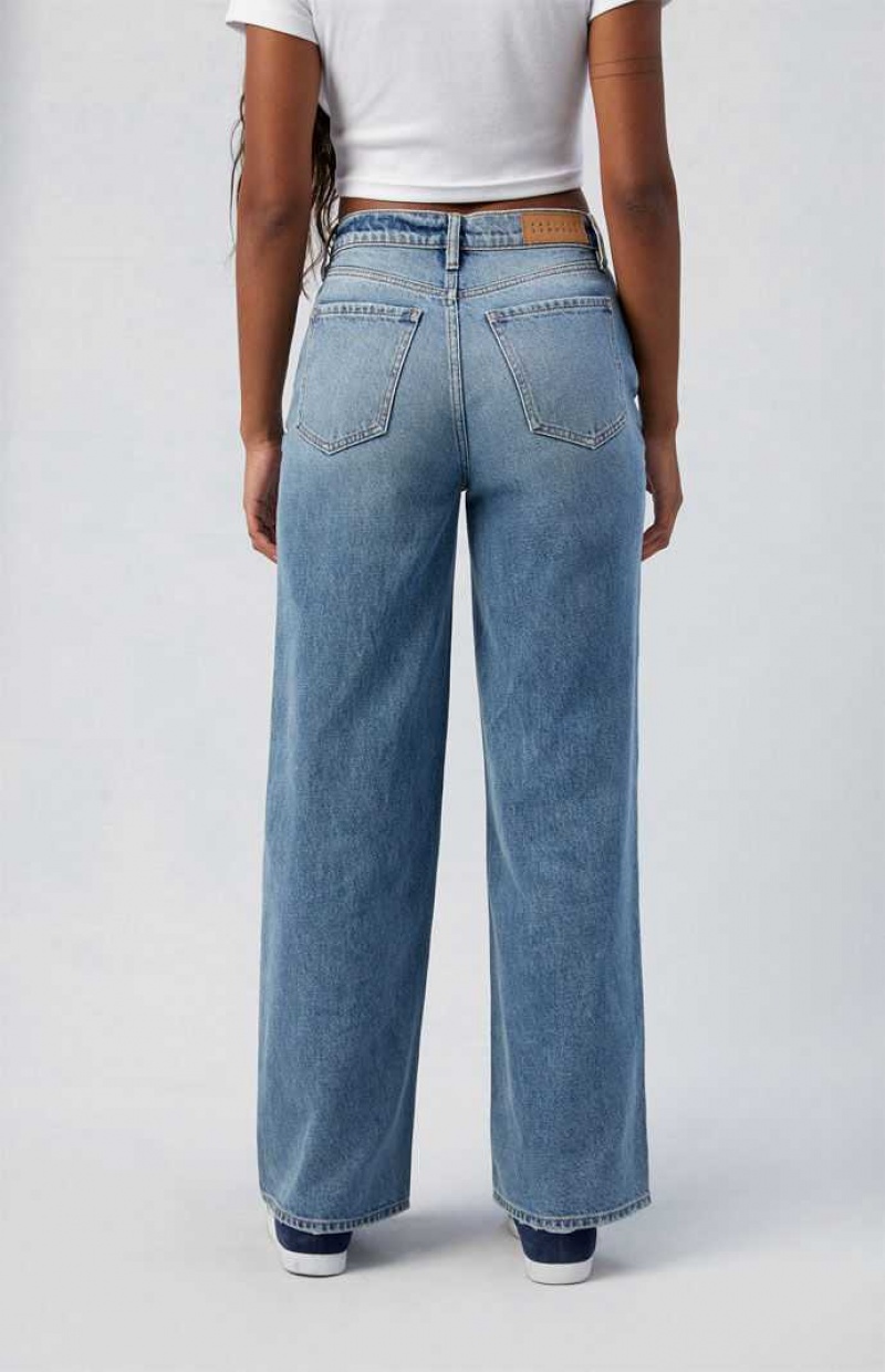 Pantalons PacSun Eco Medium Indigo Cali Boyfriend Femme Indigo | 167482ZSG